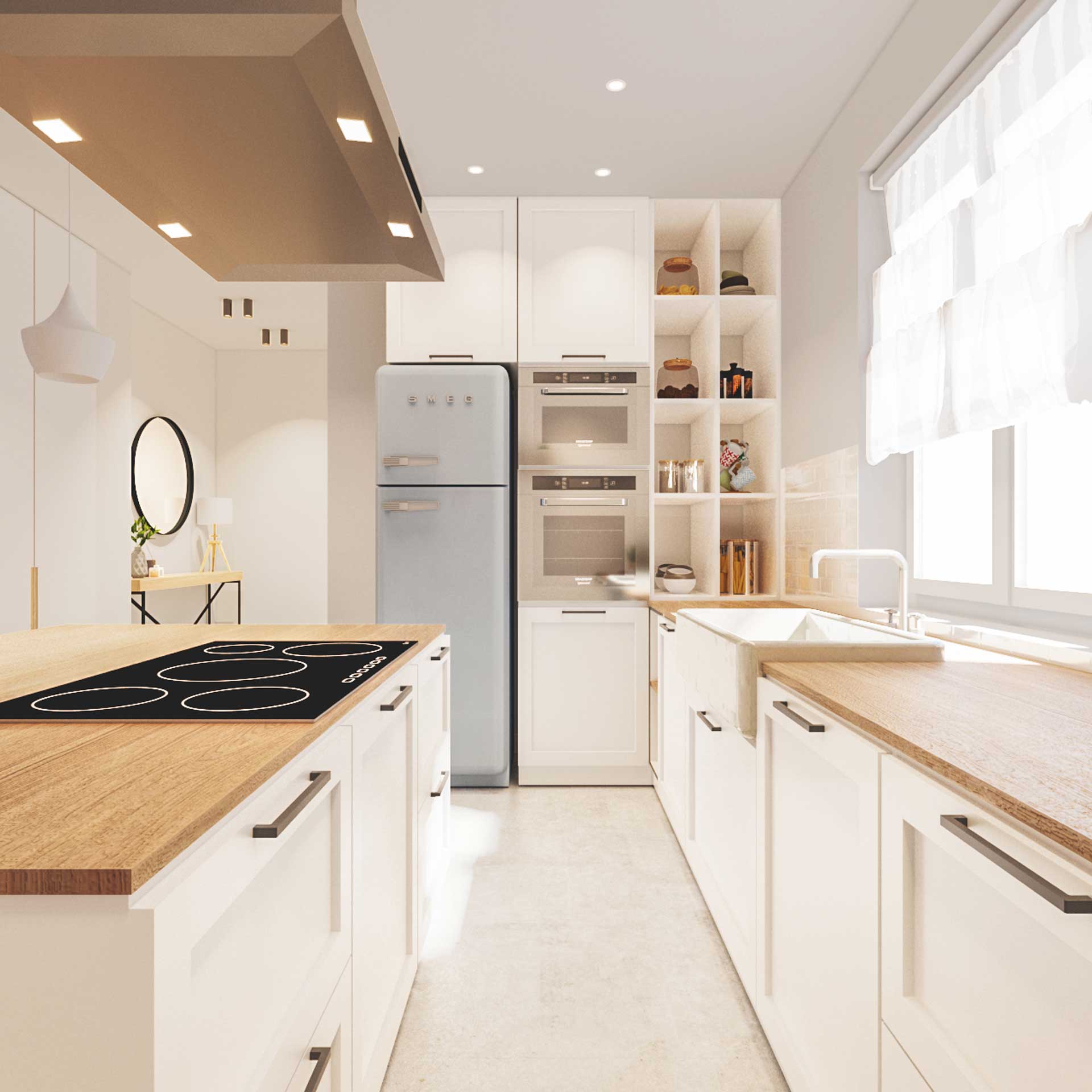 Render cucina con finestra