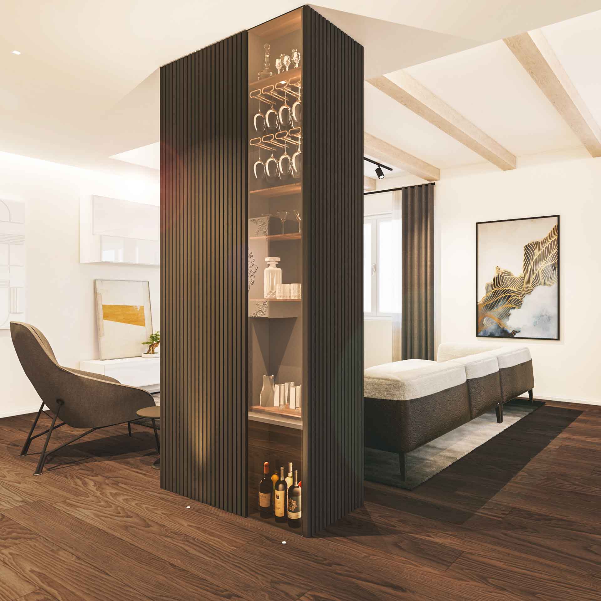 Render pilastro con vetrina