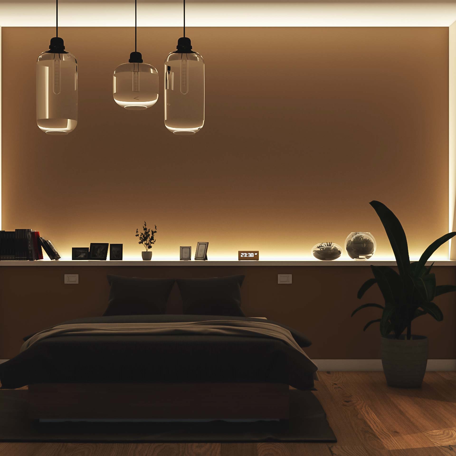 Camera matrimoniale con una luce