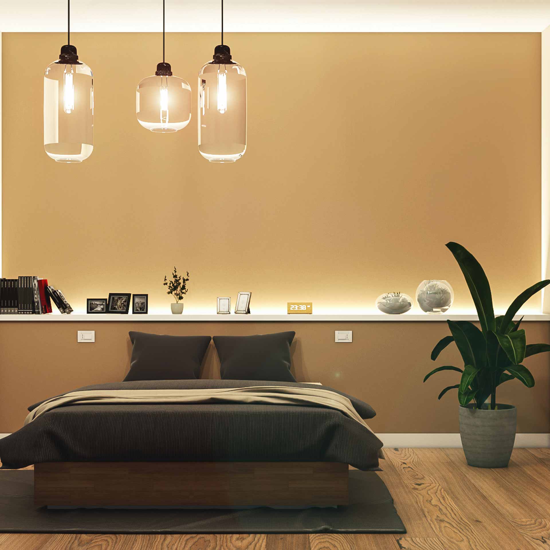 Camera matrimoniale con due luci